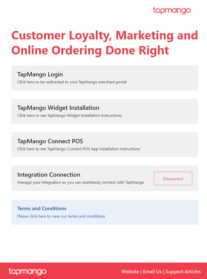 TapMango Connect options