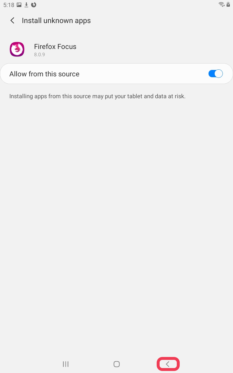Allow from this source turned on