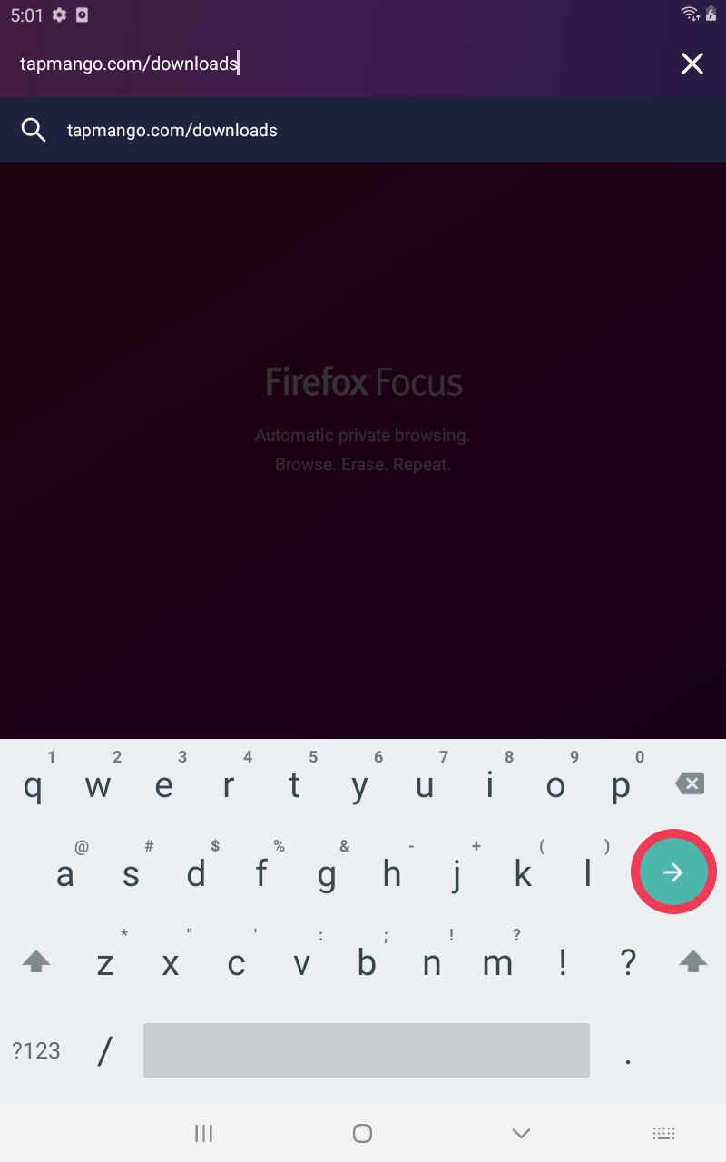 Downloads page in the address bar