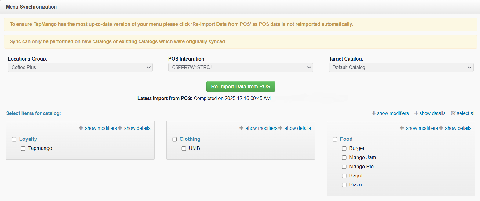 Import data directly from your POS