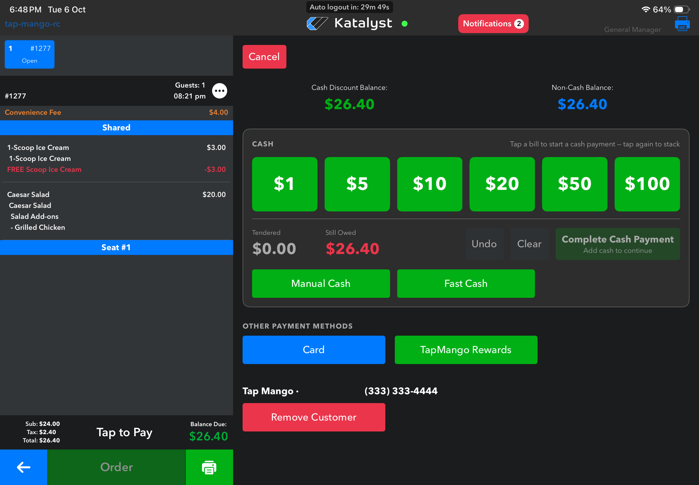 Other Payment Methods with the TapMango Rewards button